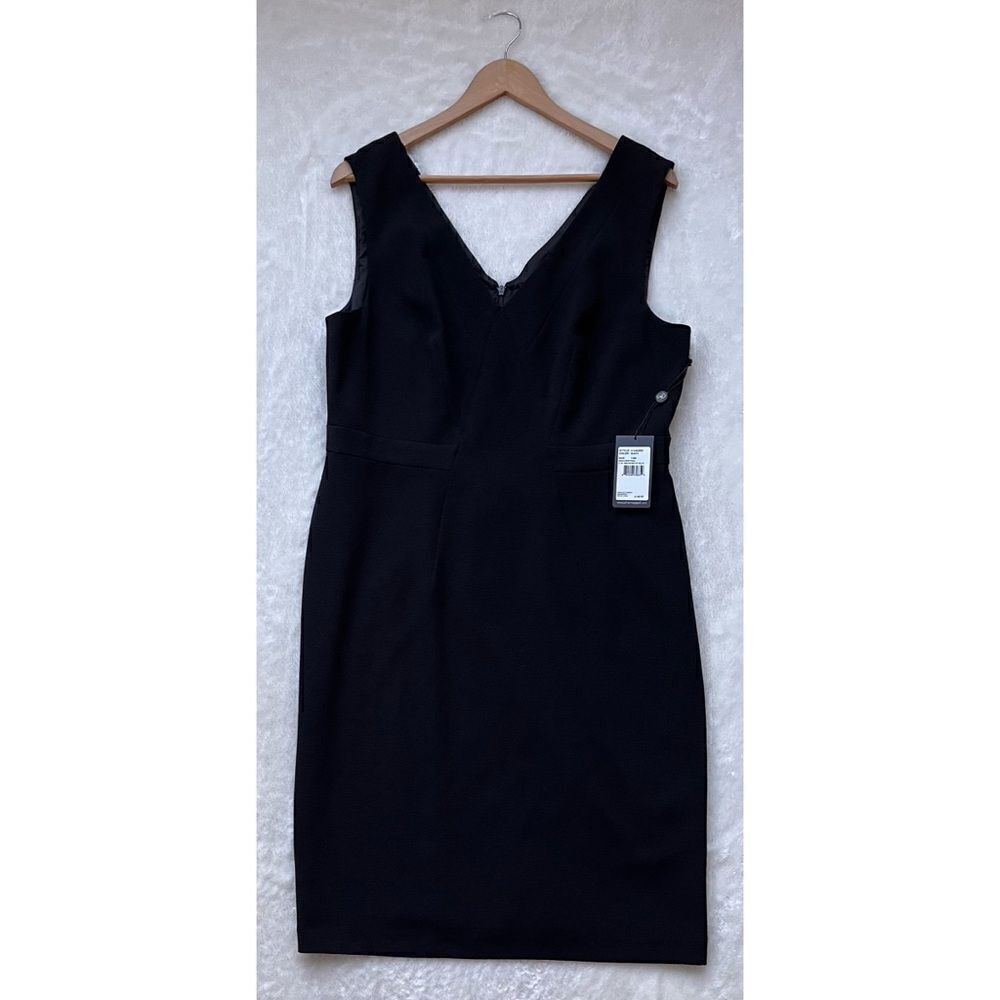 NWT Adrianna Papell Black Sleeveless V Neck Cocktail Dress, Size 14M